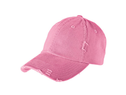Front View of True Pink District Distressed Cap. DT600