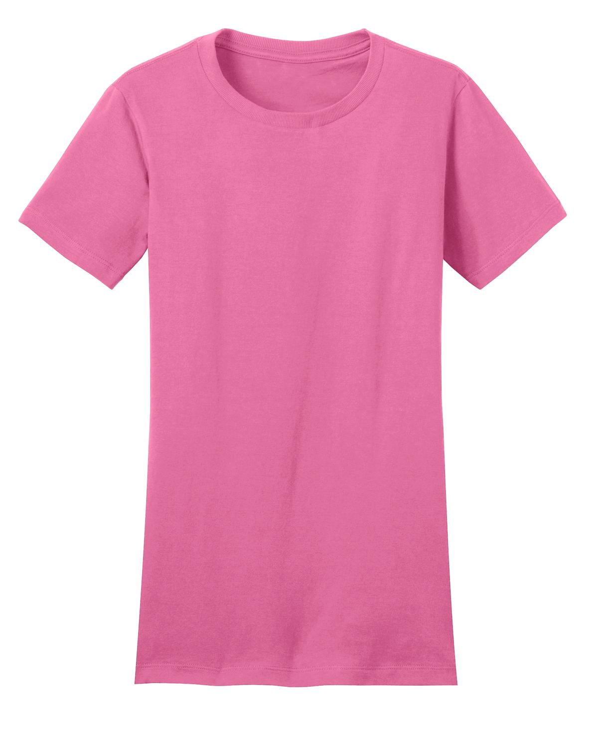 Front View of True Pink District Women's Fitted The Concert Tee DT5001