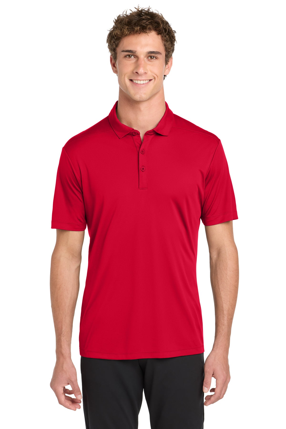 Front View of True Red Sport-Tek Posi-UV Pro Polo. ST520