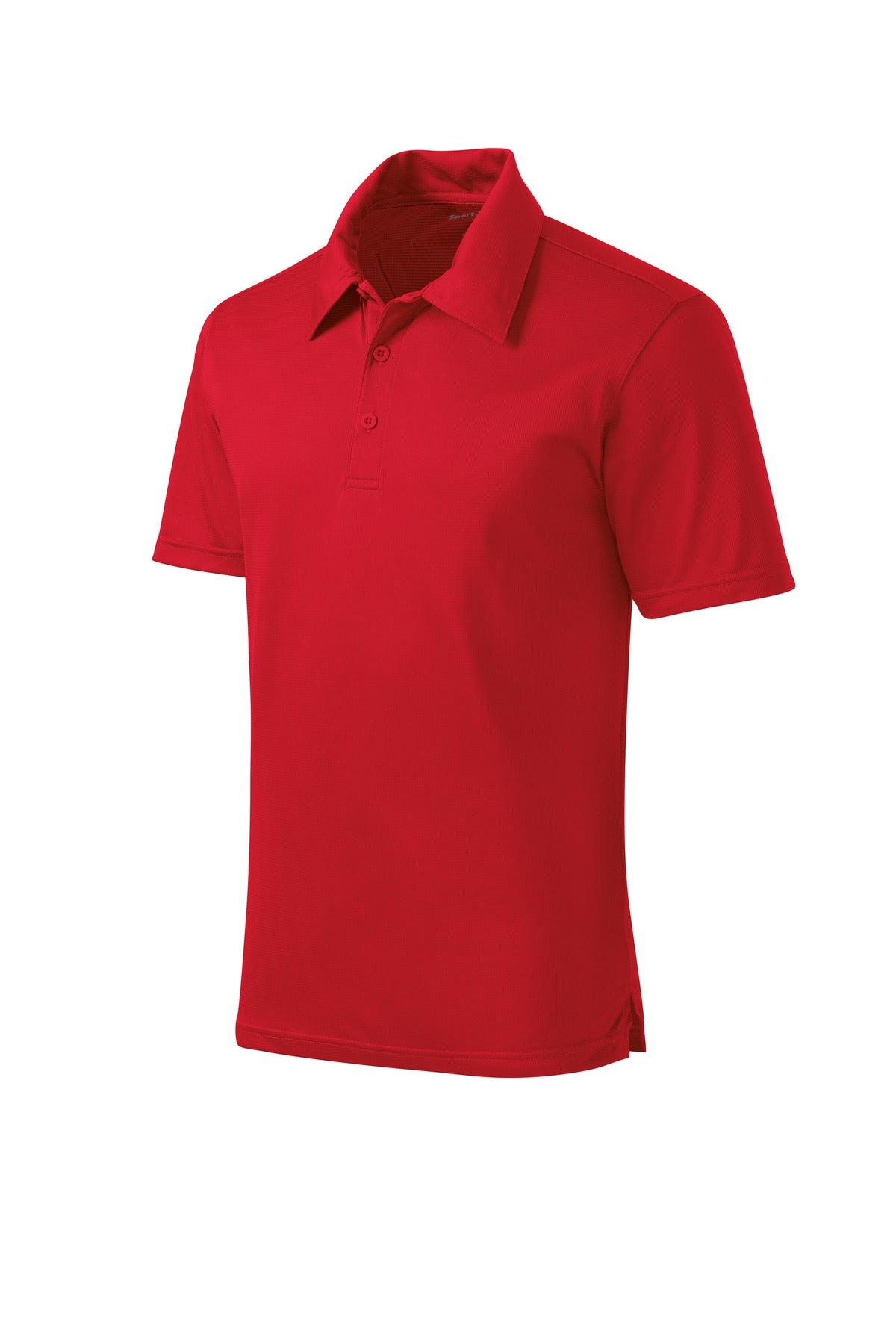Front View of True Red Sport-Tek PosiCharge Active Textured Polo. ST690