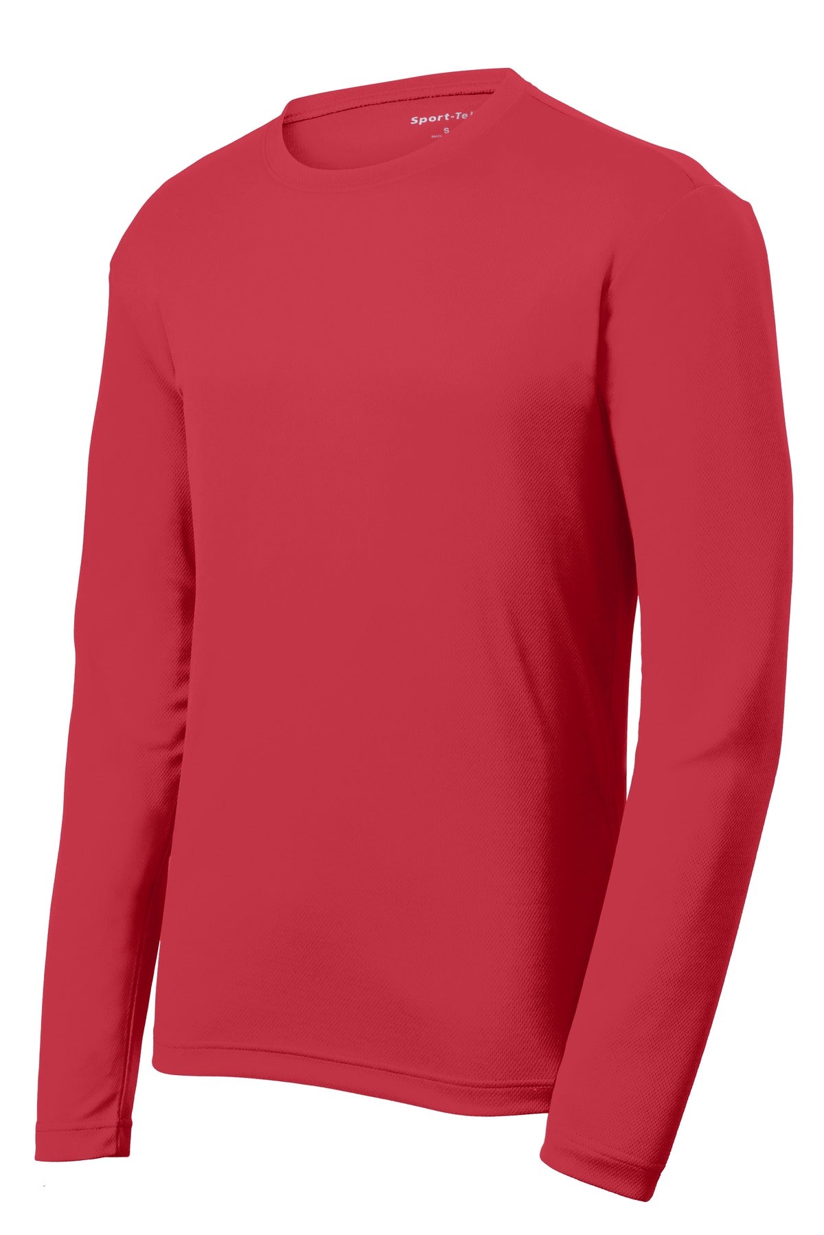 Front View of True Red Sport-Tek PosiCharge RacerMesh Long Sleeve Tee. ST340LS