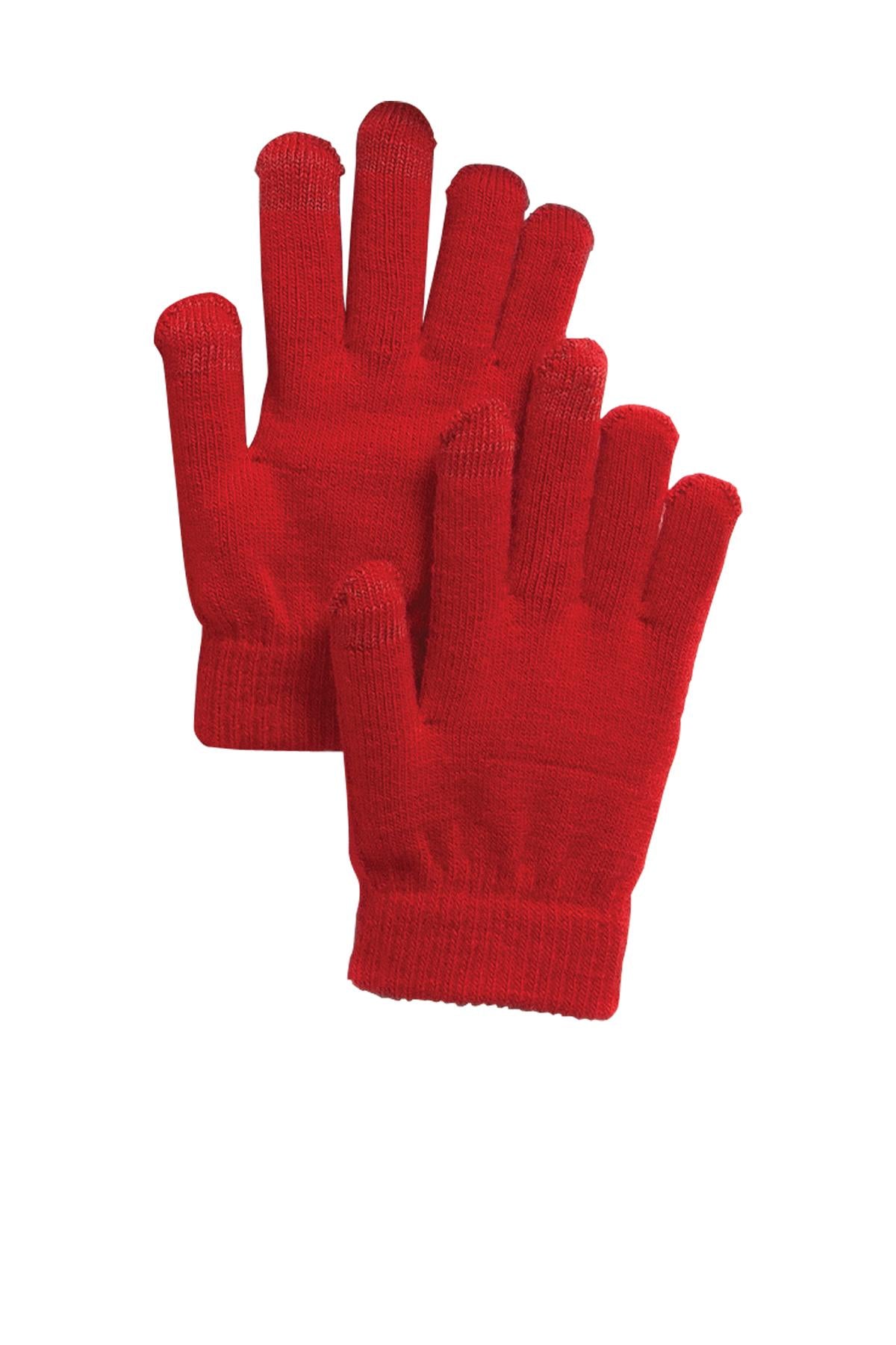 Front View of True Red Sport-Tek Spectator Gloves. STA01