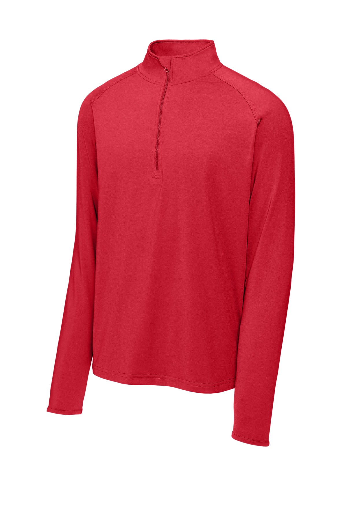 Front View of True Red Sport-Tek Sport-Wick Stretch 1/4-Zip Pullover. ST850