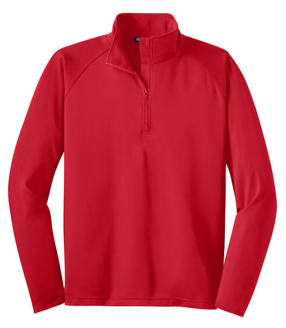 Front View of True Red Sport-Tek Tall Sport-Wick Stretch 1/4-Zip Pullover. TST850