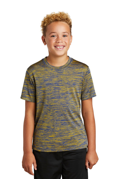 Front View of True Roy-Gd El Sport-Tek Youth PosiCharge Electric Heather Tee. YST390