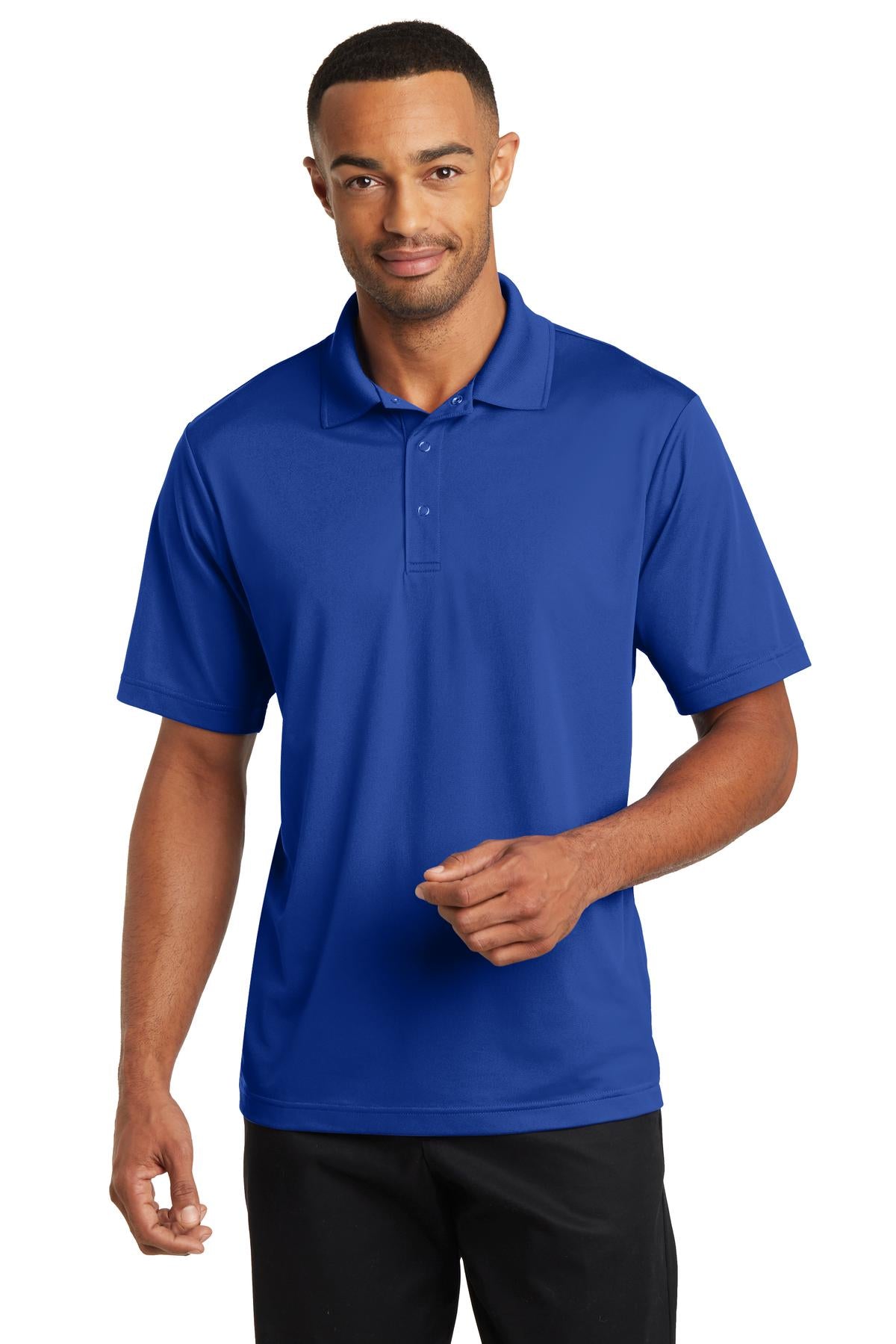Front View of True Royal CornerStone Micropique Gripper Polo. CS421