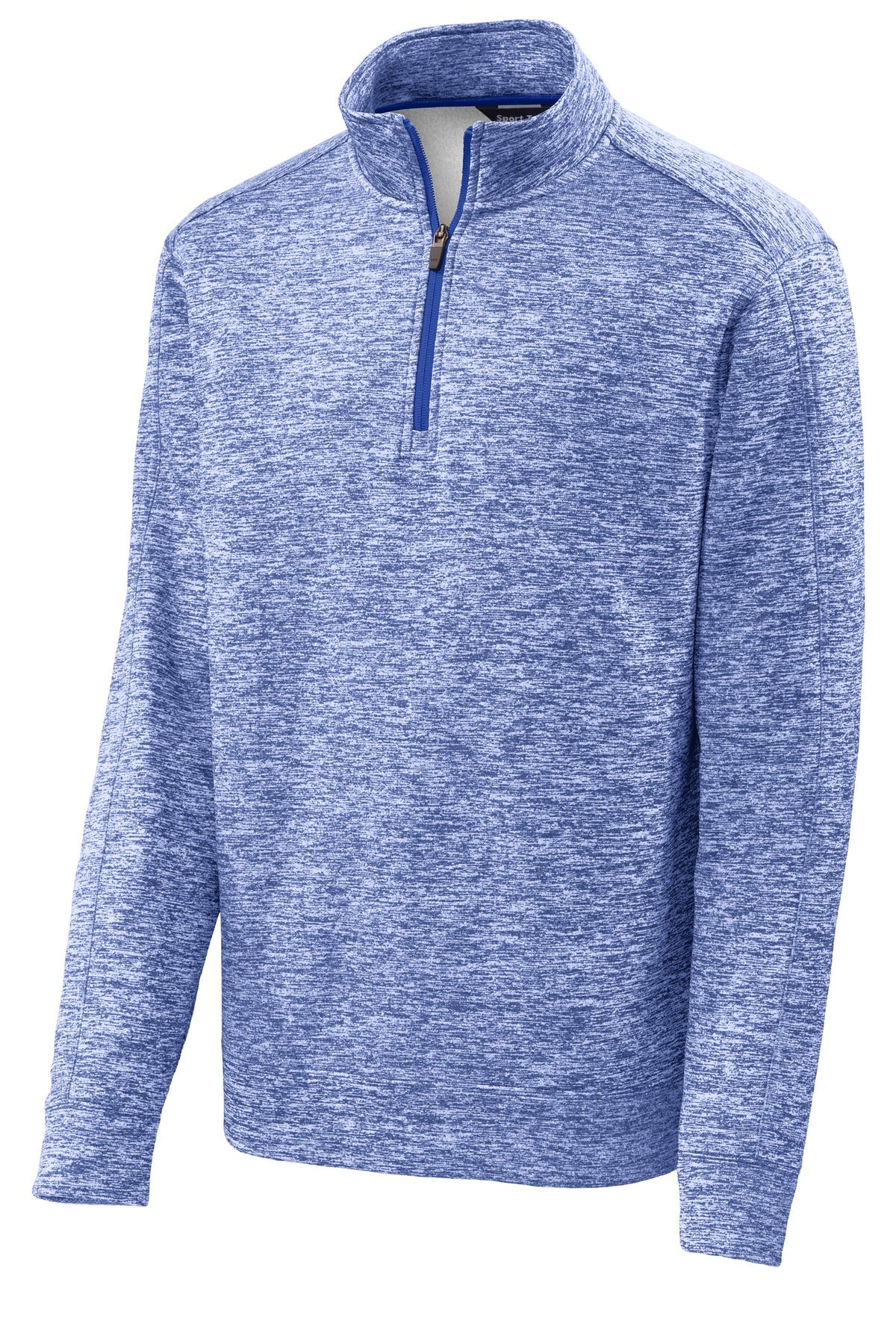 Front View of True Royal Ele Sport-Tek PosiCharge Electric Heather Fleece 1/4-Zip Pullover. ST226