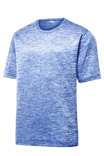 Front View of True Royal Ele Sport-Tek PosiCharge Electric Heather Tee. ST390