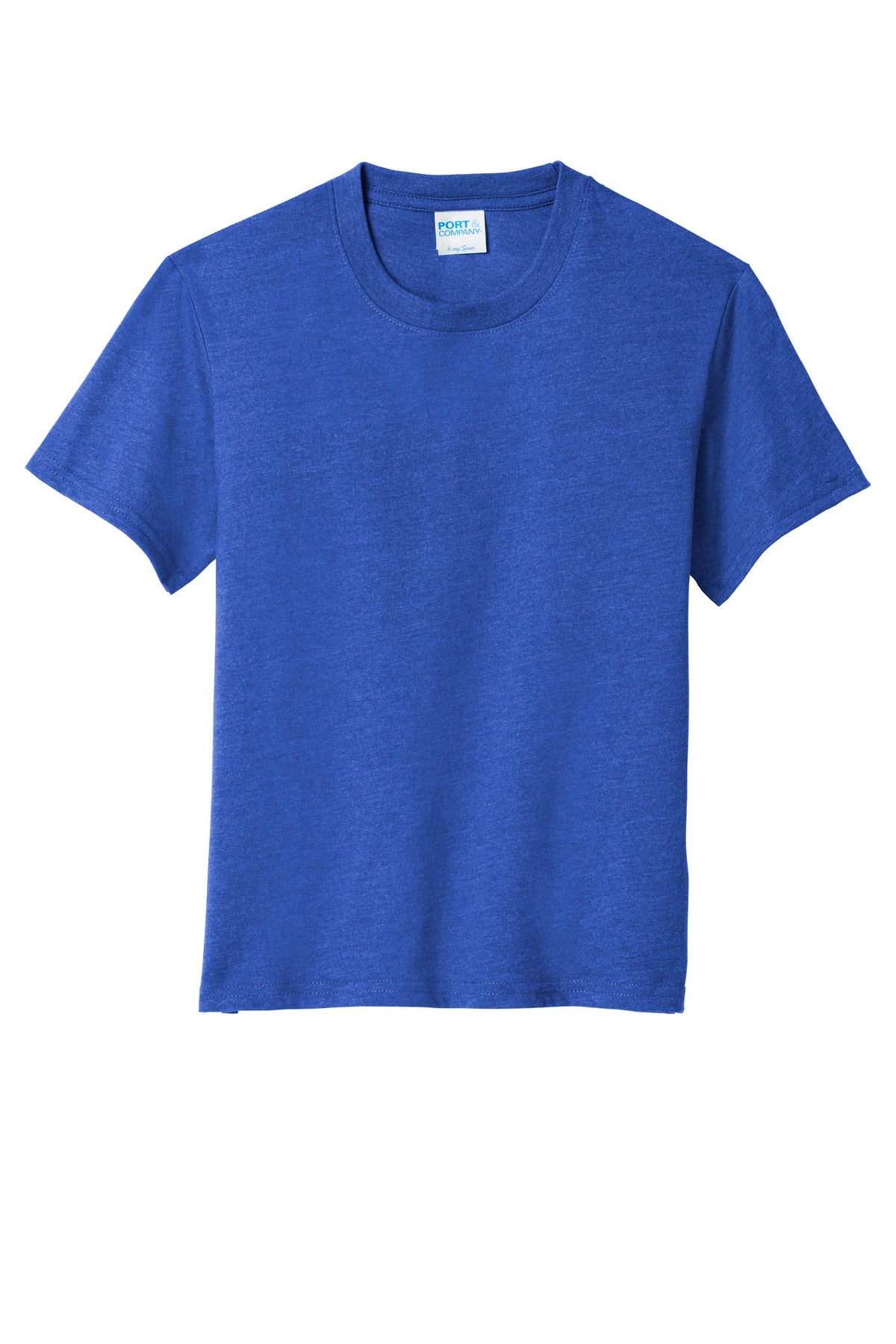 Front View of True Royal Hth Port & Company Youth Fan Favorite Blend Tee. PC455Y