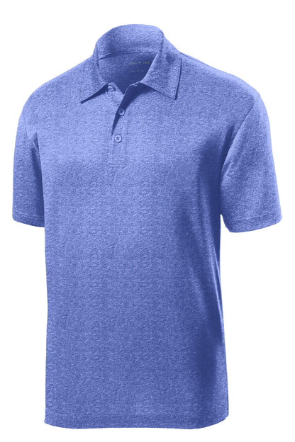 Front View of True Royal Hth Sport-Tek Heather Contender Polo. ST660