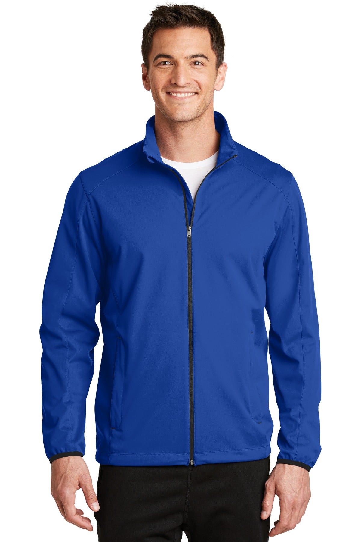 Front View of True Royal Port Authority Active Soft Shell Jacket. J717