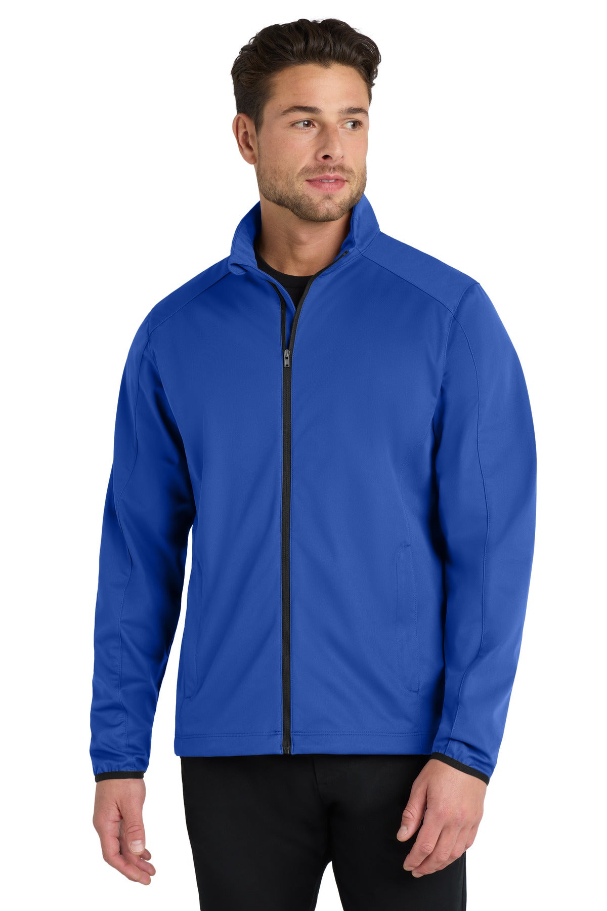 Front View of True Royal Port Authority Active Soft Shell Jacket. J717
