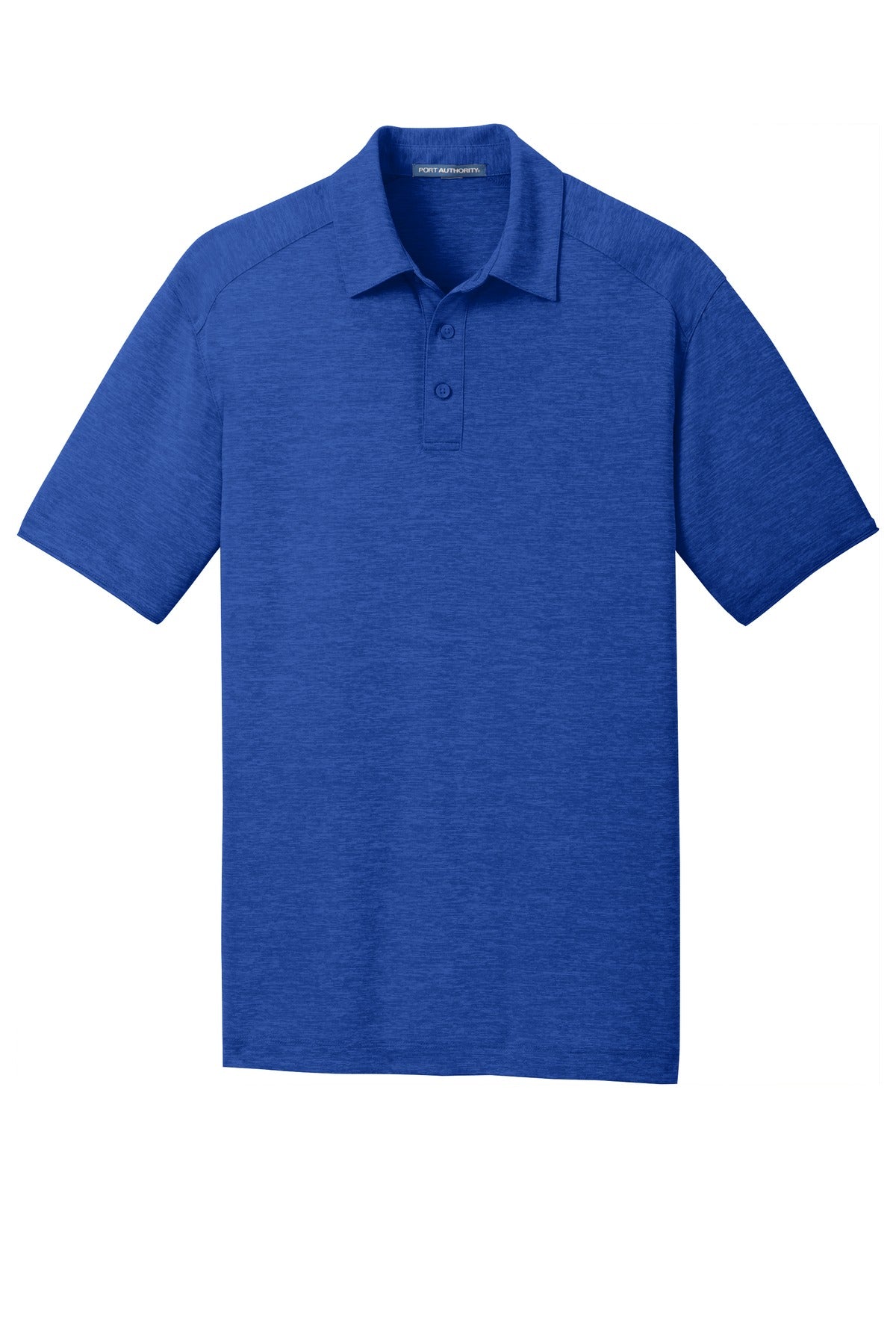 Front View of True Royal Port Authority Digi Heather Performance Polo. K574