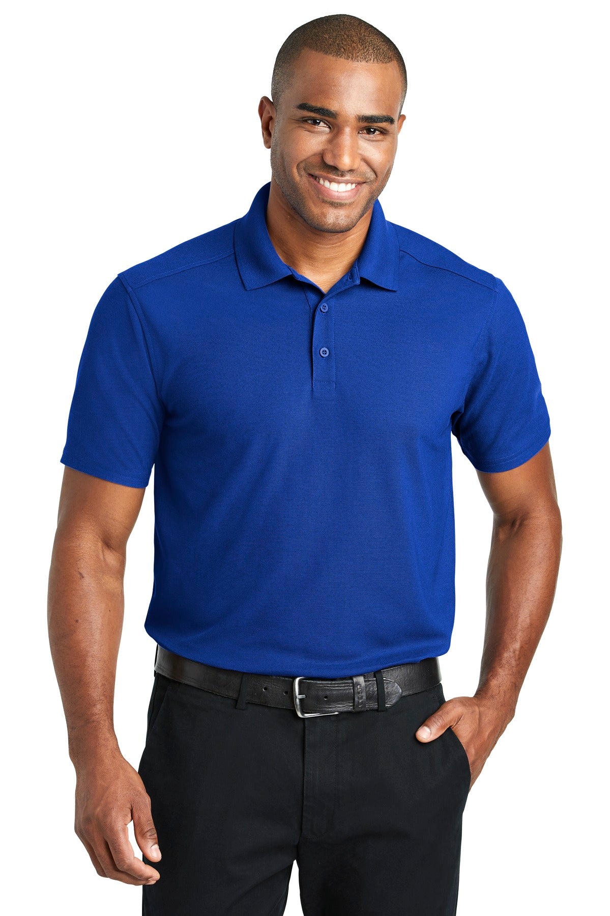 Front View of True Royal Port Authority EZPerformance Pique Polo. K600