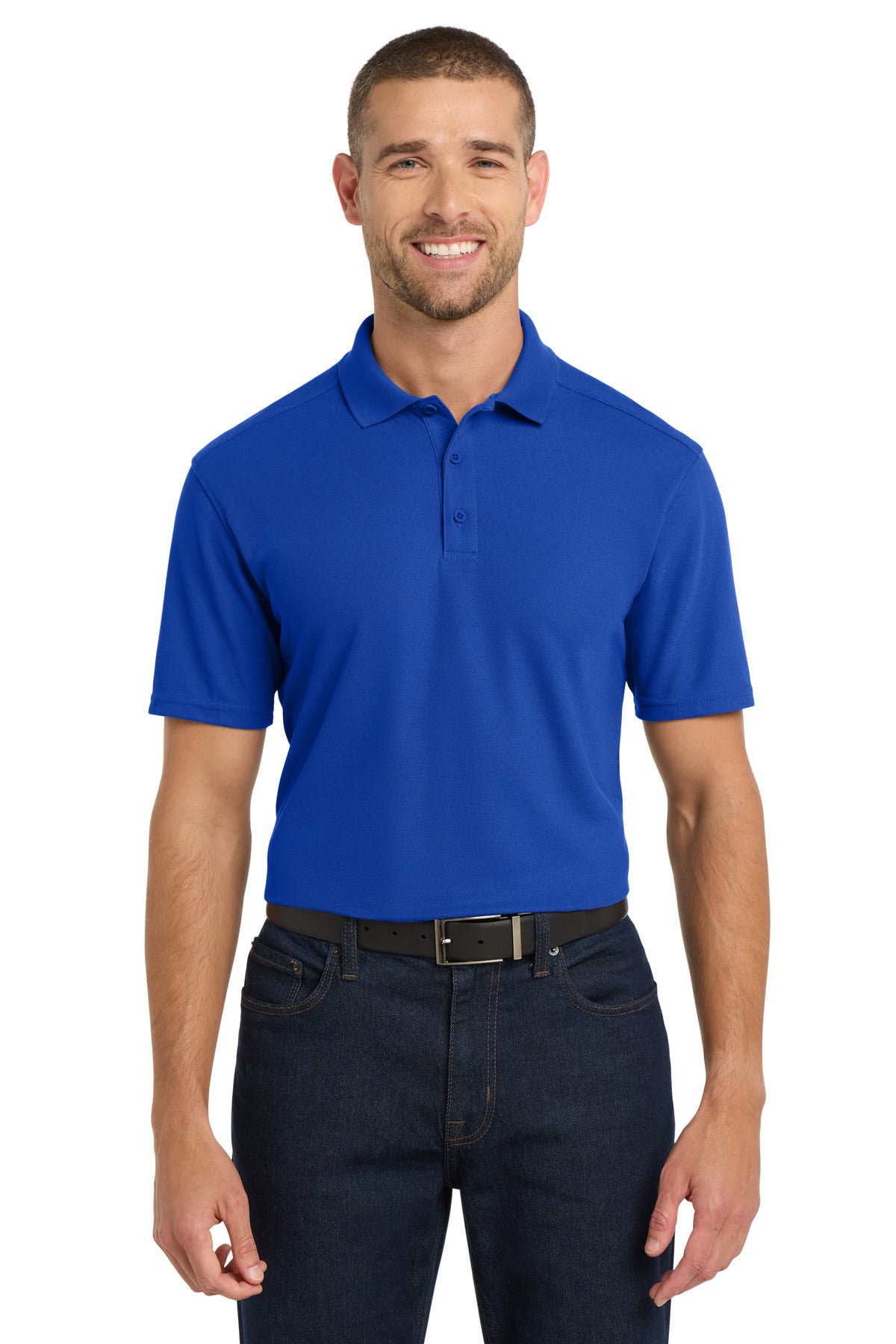 Front View of True Royal Port Authority EZPerformance Pique Polo. K600