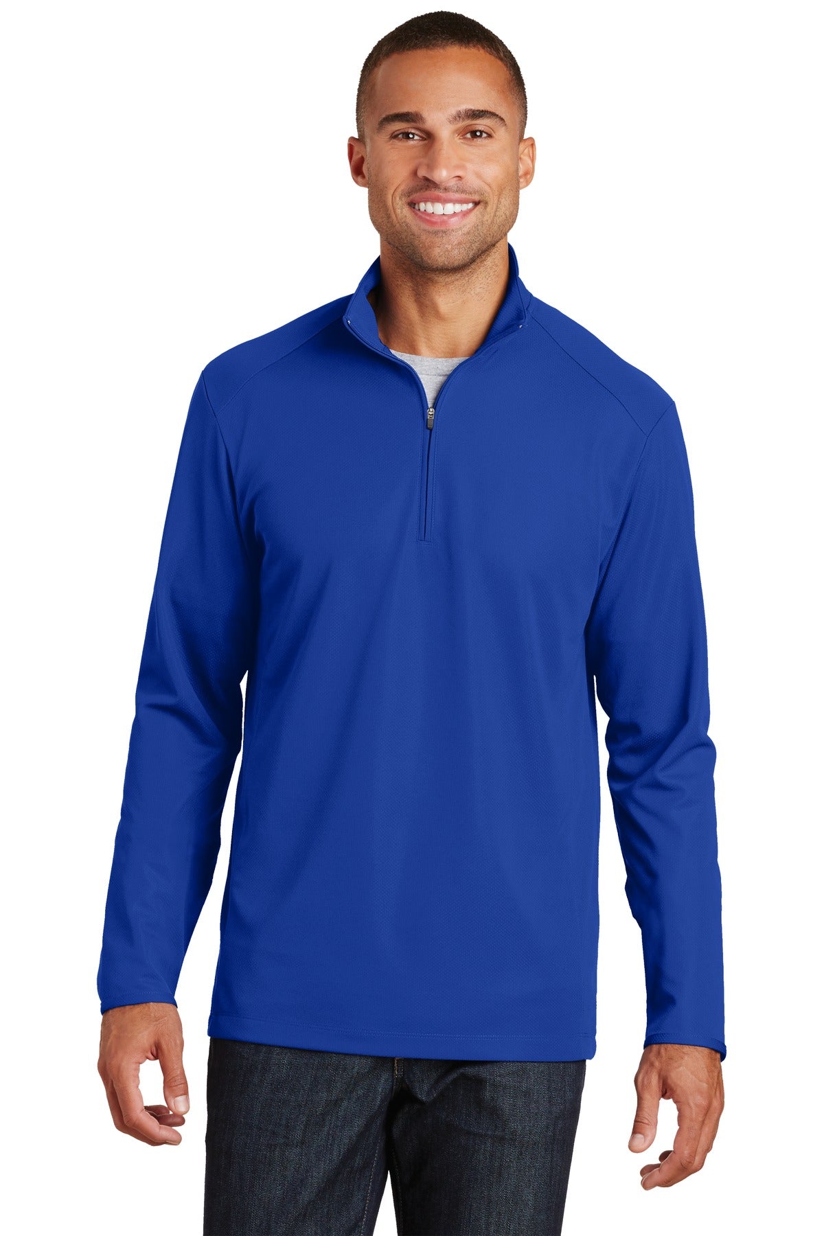 Front View of True Royal Port Authority Pinpoint Mesh 1/2-Zip. K806