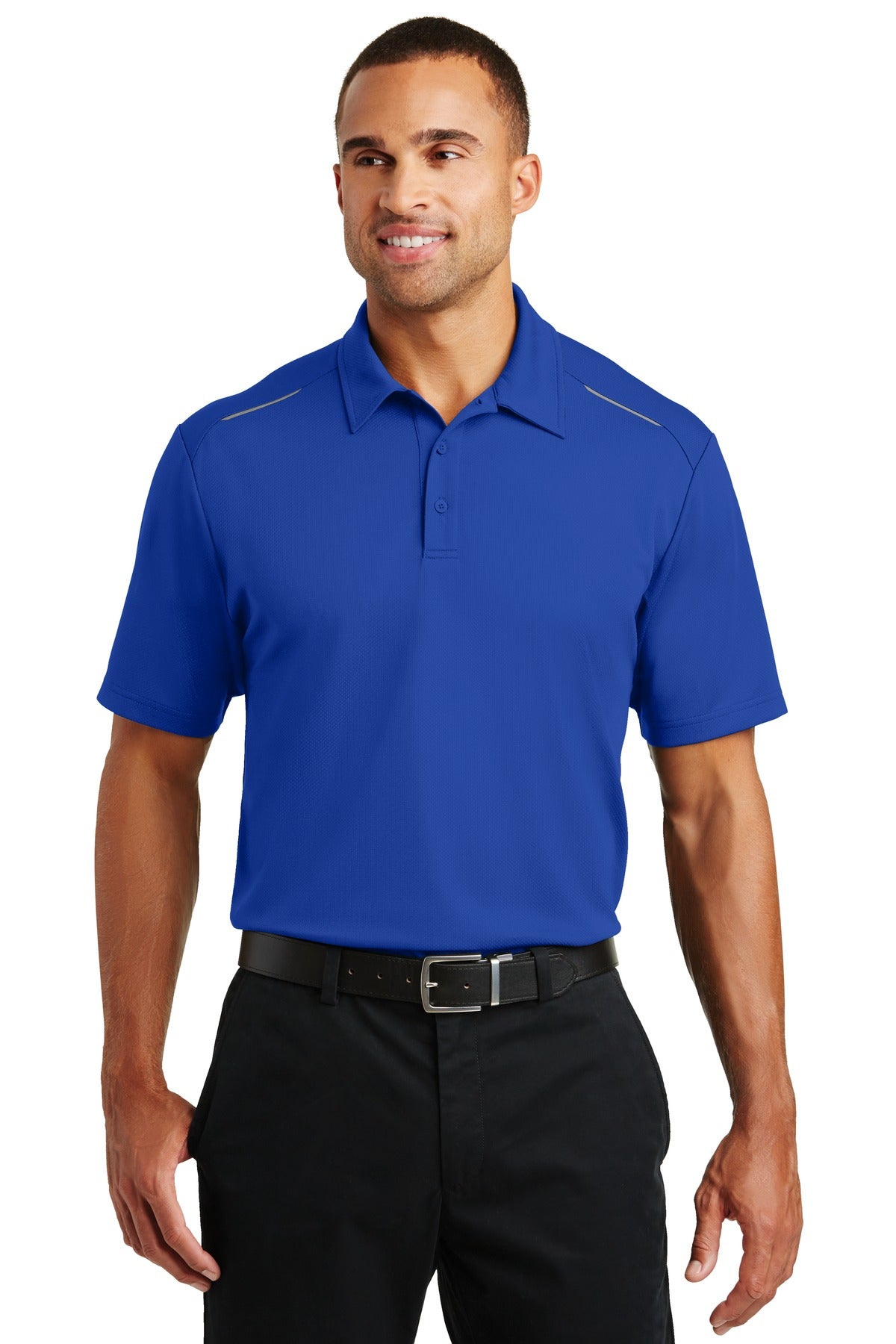 Front View of True Royal Port Authority Pinpoint Mesh Polo. K580
