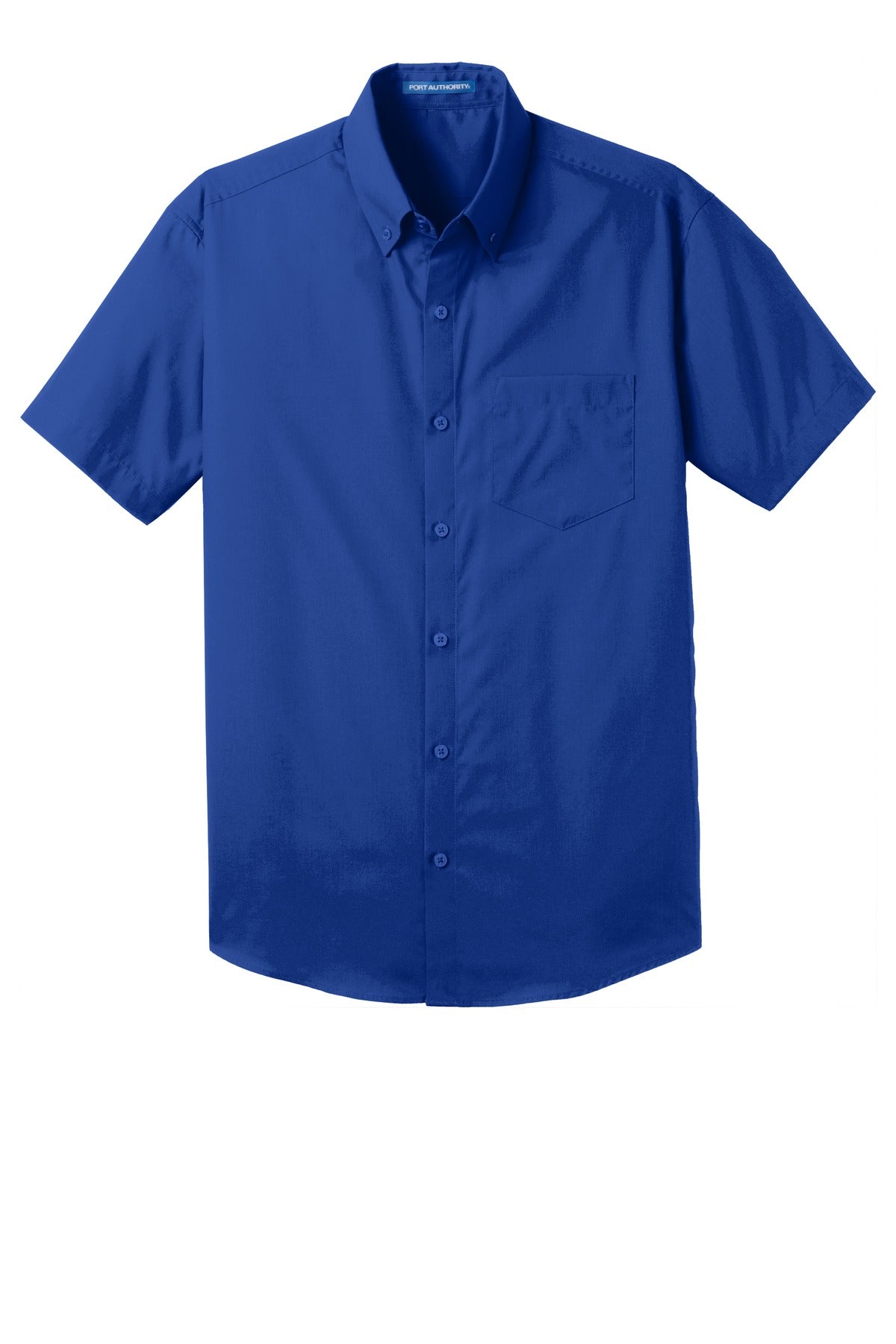 Front View of True Royal Port Authority Short Sleeve Carefree Poplin Shirt. W101