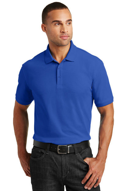 Front View of True Royal Port Authority Tall Core Classic Pique Polo. TLK100