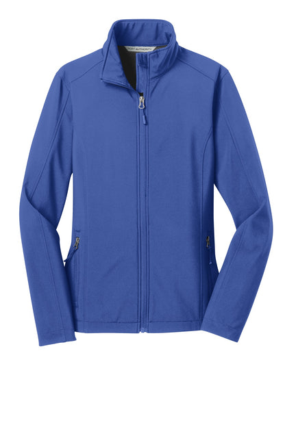 Front View of True Royal Port Authority Women's Core Soft Shell Jacket. L317