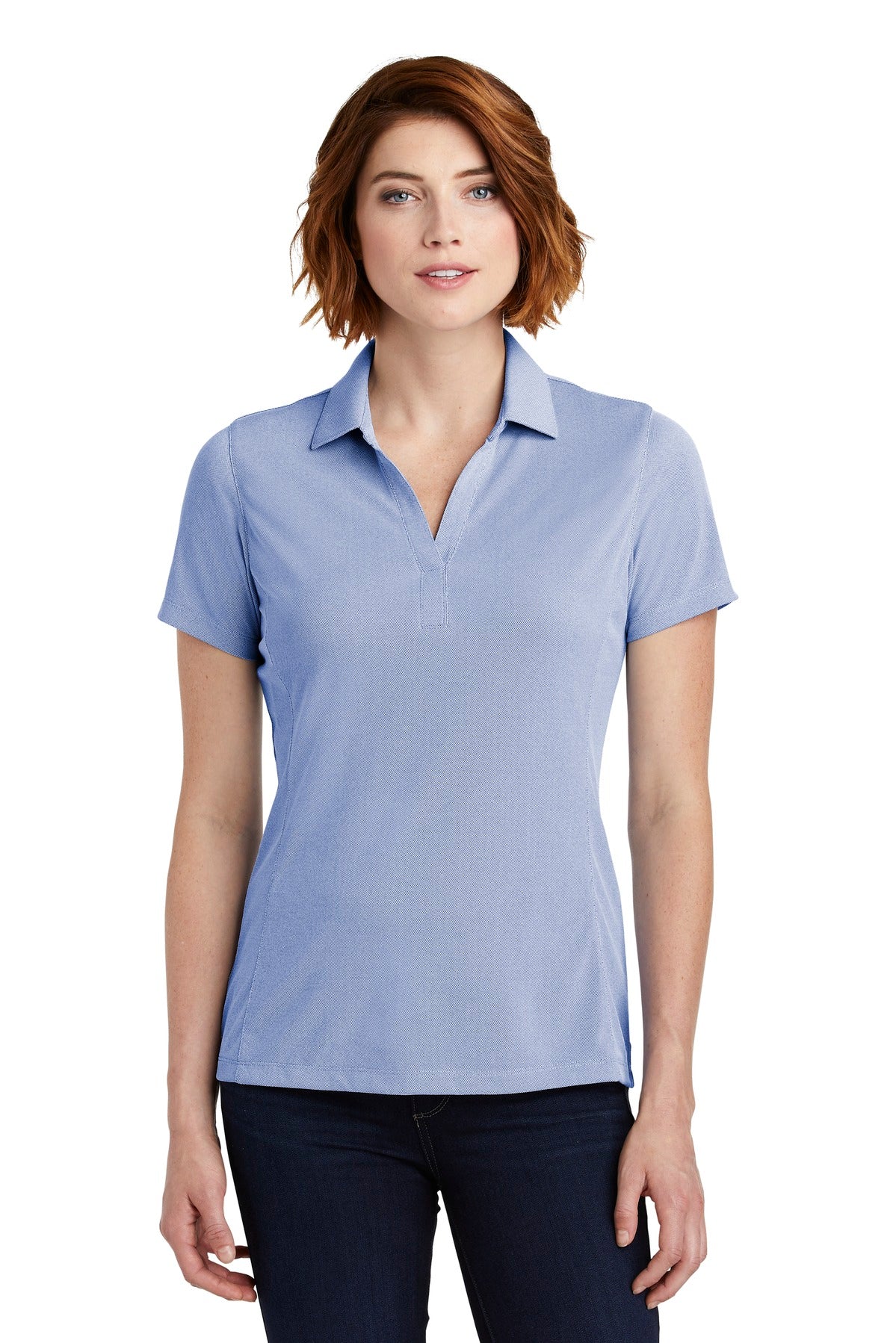 Front View of True Royal Port Authority Women's Poly Oxford Pique Polo. LK582