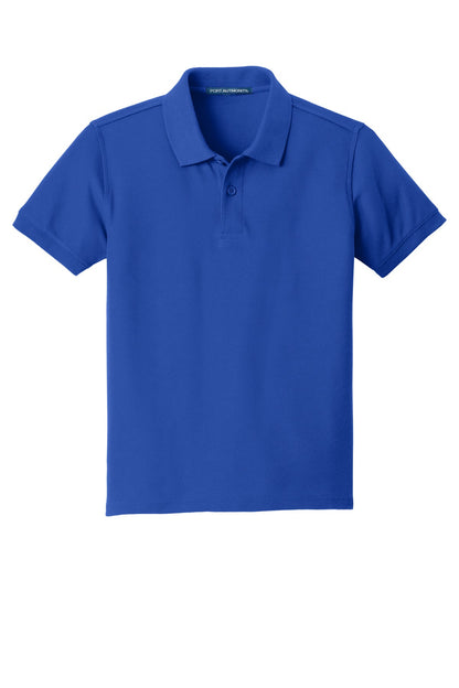 Front View of True Royal Port Authority Youth Core Classic Pique Polo. Y100