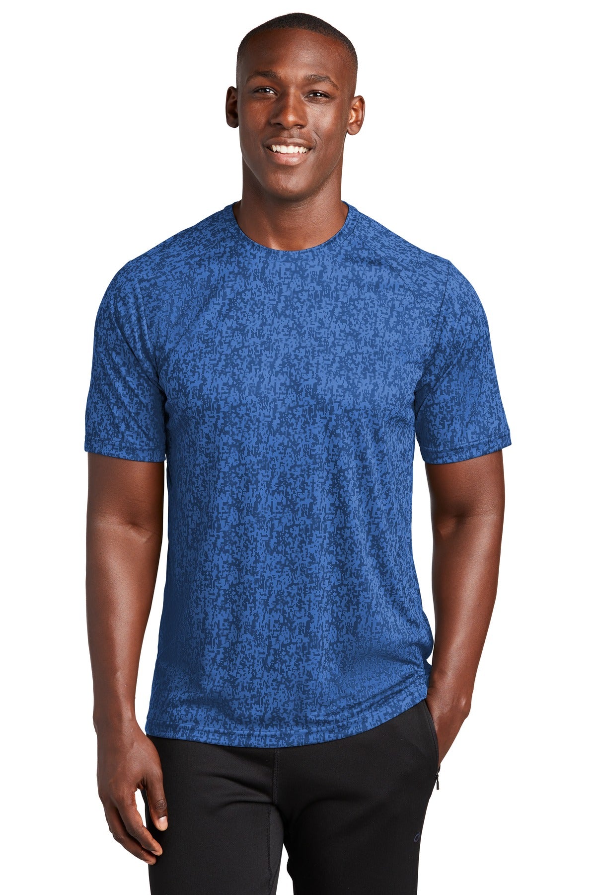 Front View of True Royal Sport-Tek Digi Camo Tee. ST460