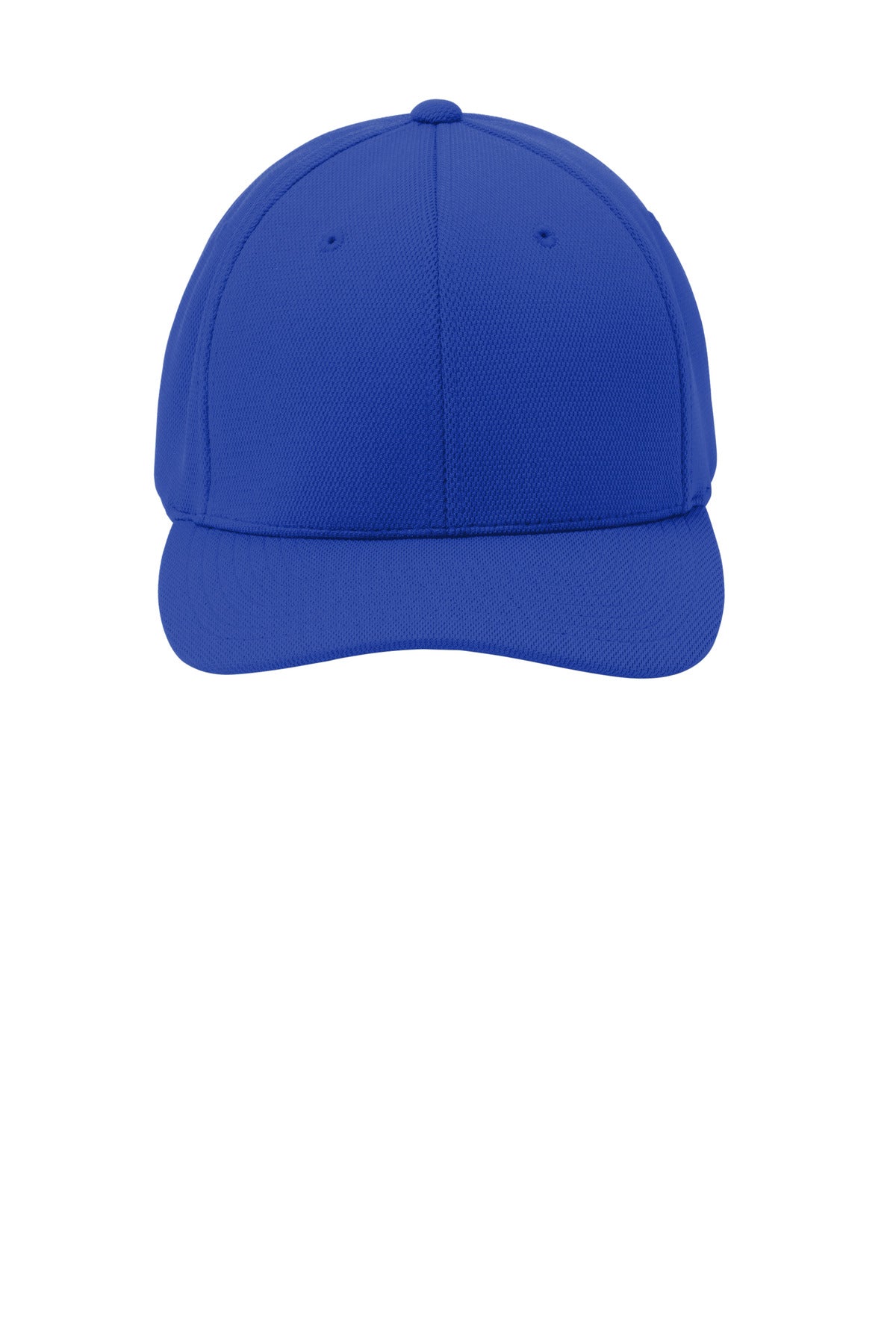 Front View of True Royal Sport-Tek Flexfit Cool & Dry Poly Block Mesh Cap. STC22