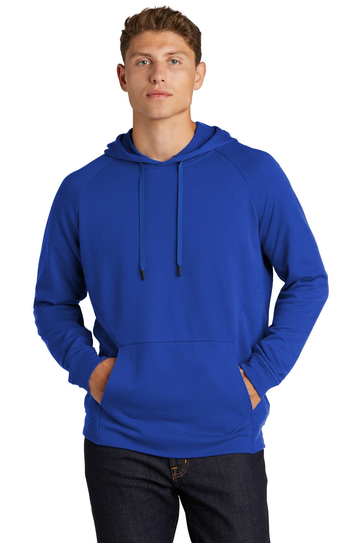 Front View of True Royal Sport-Tek Lightweight French Terry Pullover Hoodie. ST272