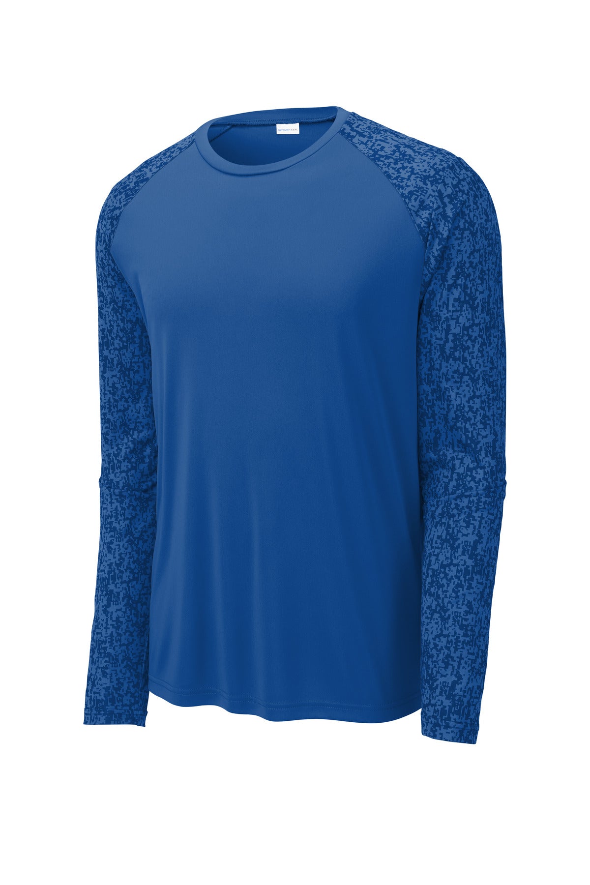 Front View of True Royal Sport-Tek Long Sleeve Digi Camo Tee. ST460LS