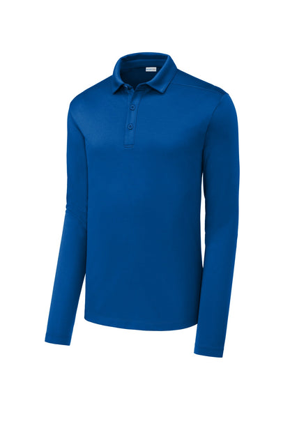 Front View of True Royal Sport-Tek Posi-UV Pro Long Sleeve Polo. ST520LS