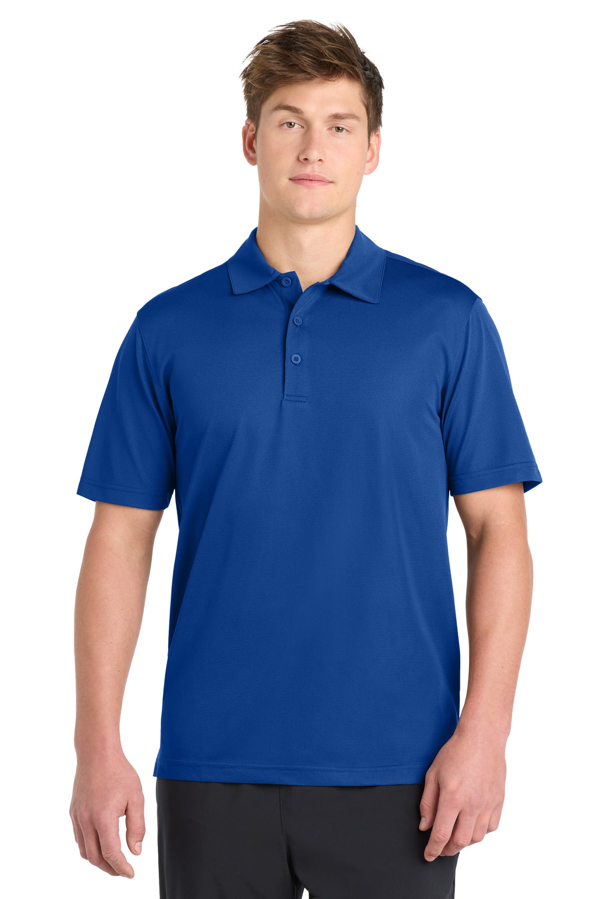 Front View of True Royal Sport-Tek PosiCharge Active Textured Polo. ST690