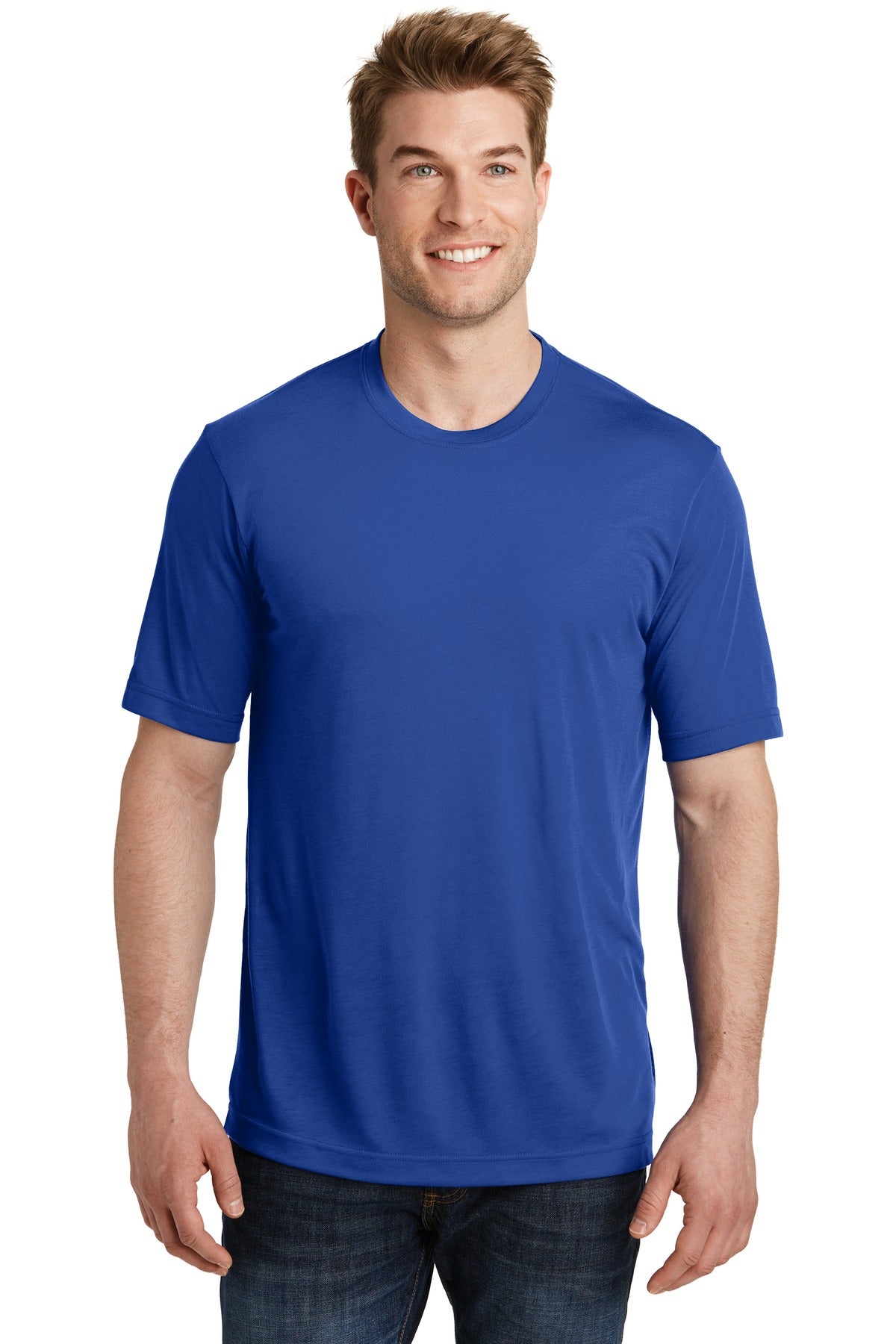 Front View of True Royal Sport-Tek PosiCharge Competitor Cotton Touch Tee. ST450
