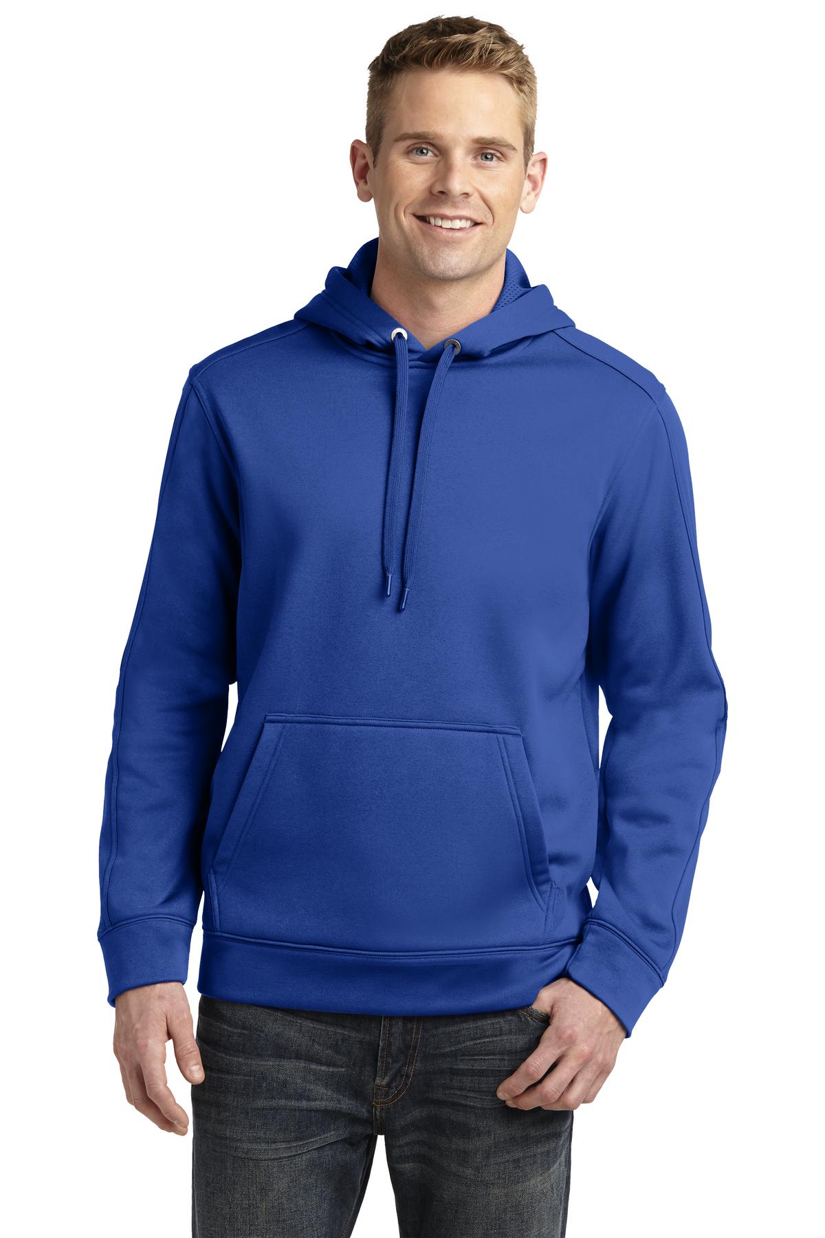 Front View of True Royal Sport-Tek Repel Fleece Hooded Pullover. ST290