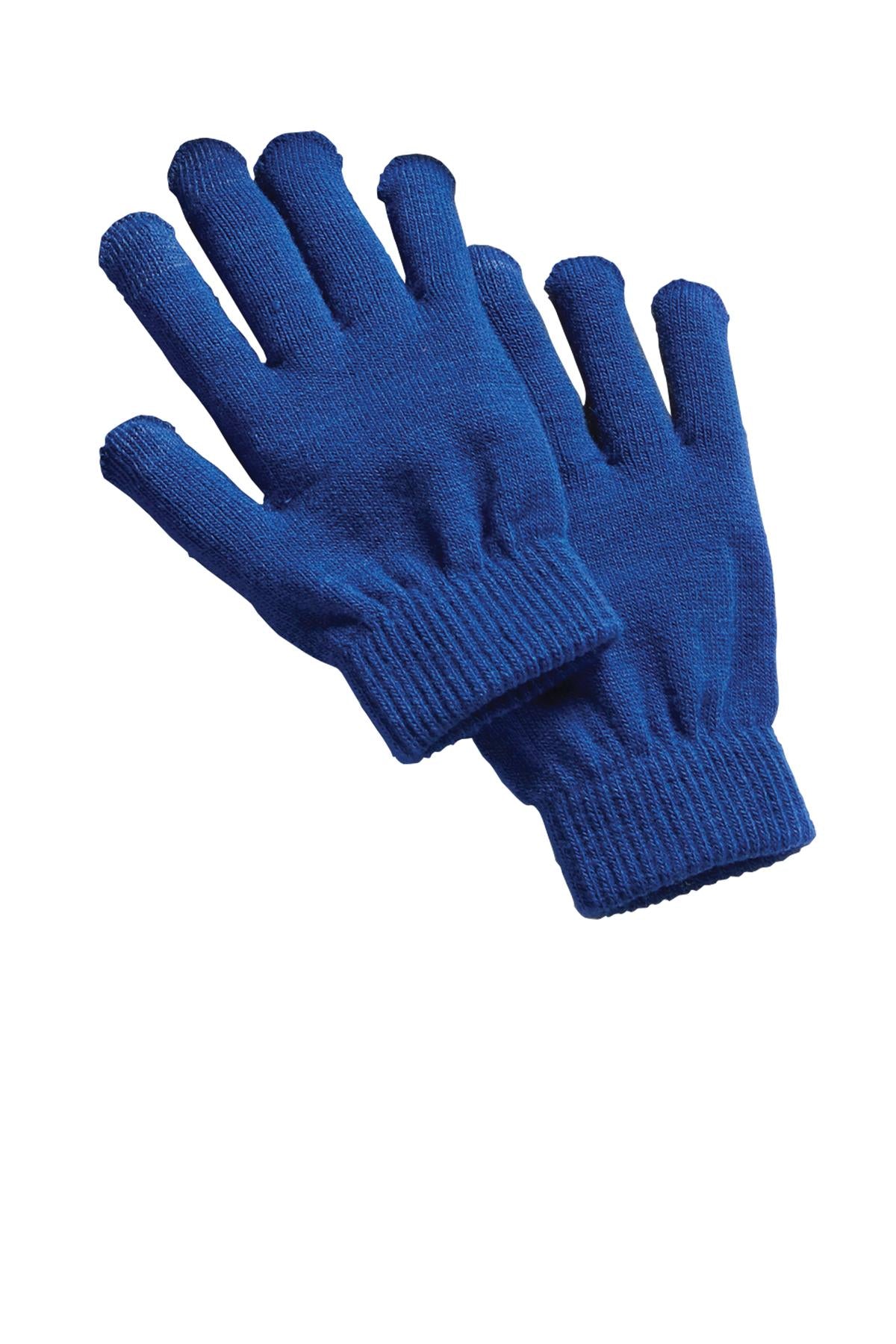 Front View of True Royal Sport-Tek Spectator Gloves. STA01