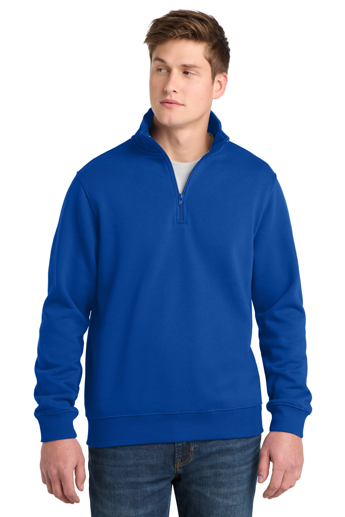 Front View of True Royal Sport-Tek Tall 1/4-Zip Sweatshirt. TST253