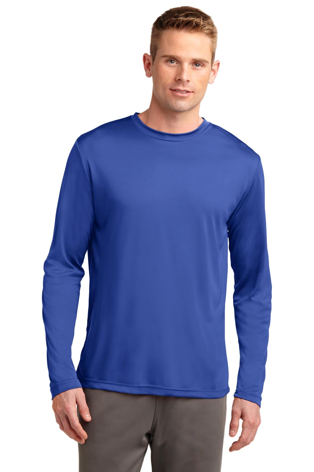 Front View of True Royal Sport-Tek Tall Long Sleeve PosiCharge Competitor Tee. TST350LS
