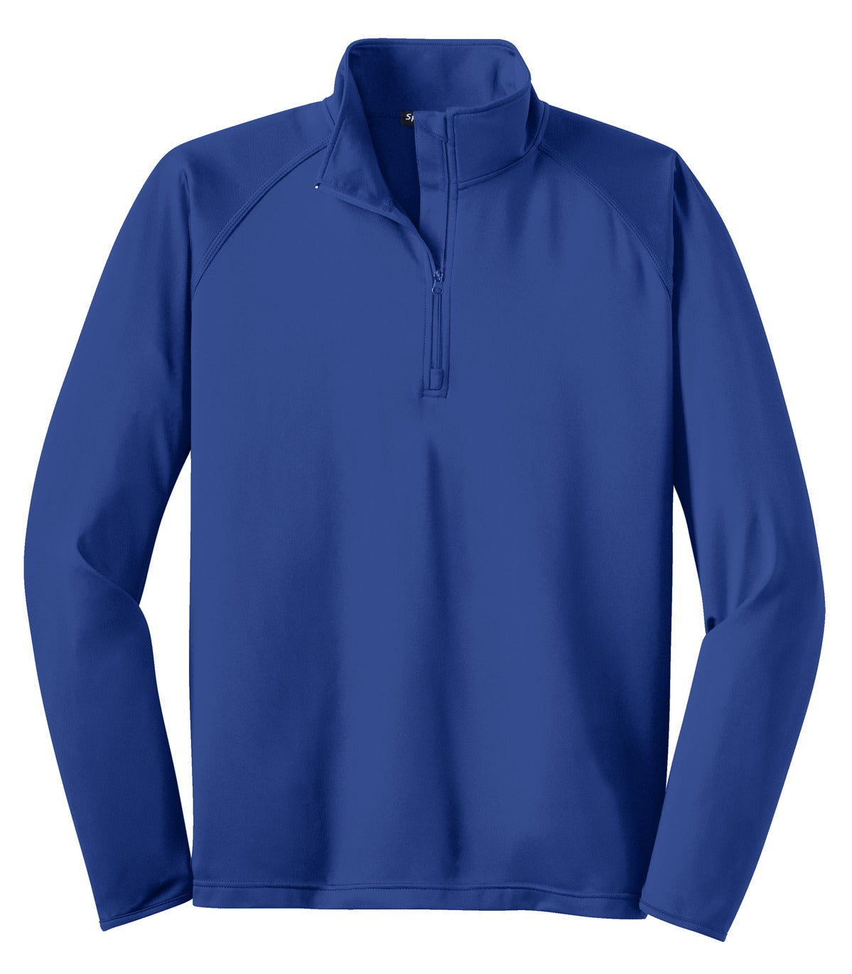 Front View of True Royal Sport-Tek Tall Sport-Wick Stretch 1/4-Zip Pullover. TST850