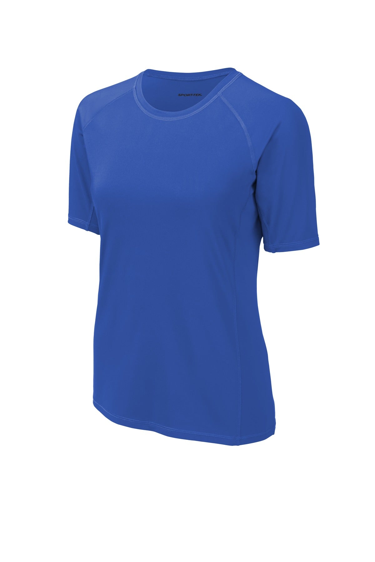 Front View of True Royal Sport-Tek Women's Rashguard Tee. LST470