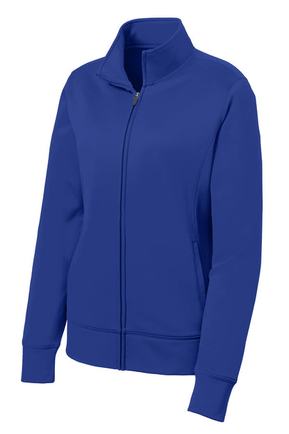 Front View of True Royal Sport-Tek Women's Sport-Wick Fleece Full-Zip Jacket. LST241