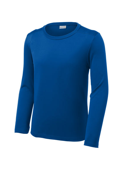 Front View of True Royal Sport-Tek Youth Posi-UV Pro Long Sleeve Tee. YST420LS