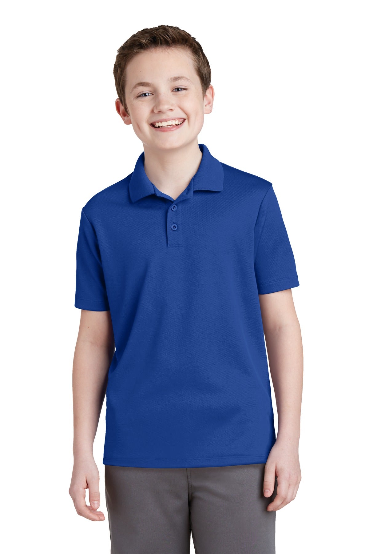 Front View of True Royal Sport-Tek Youth PosiCharge RacerMesh Polo. YST640