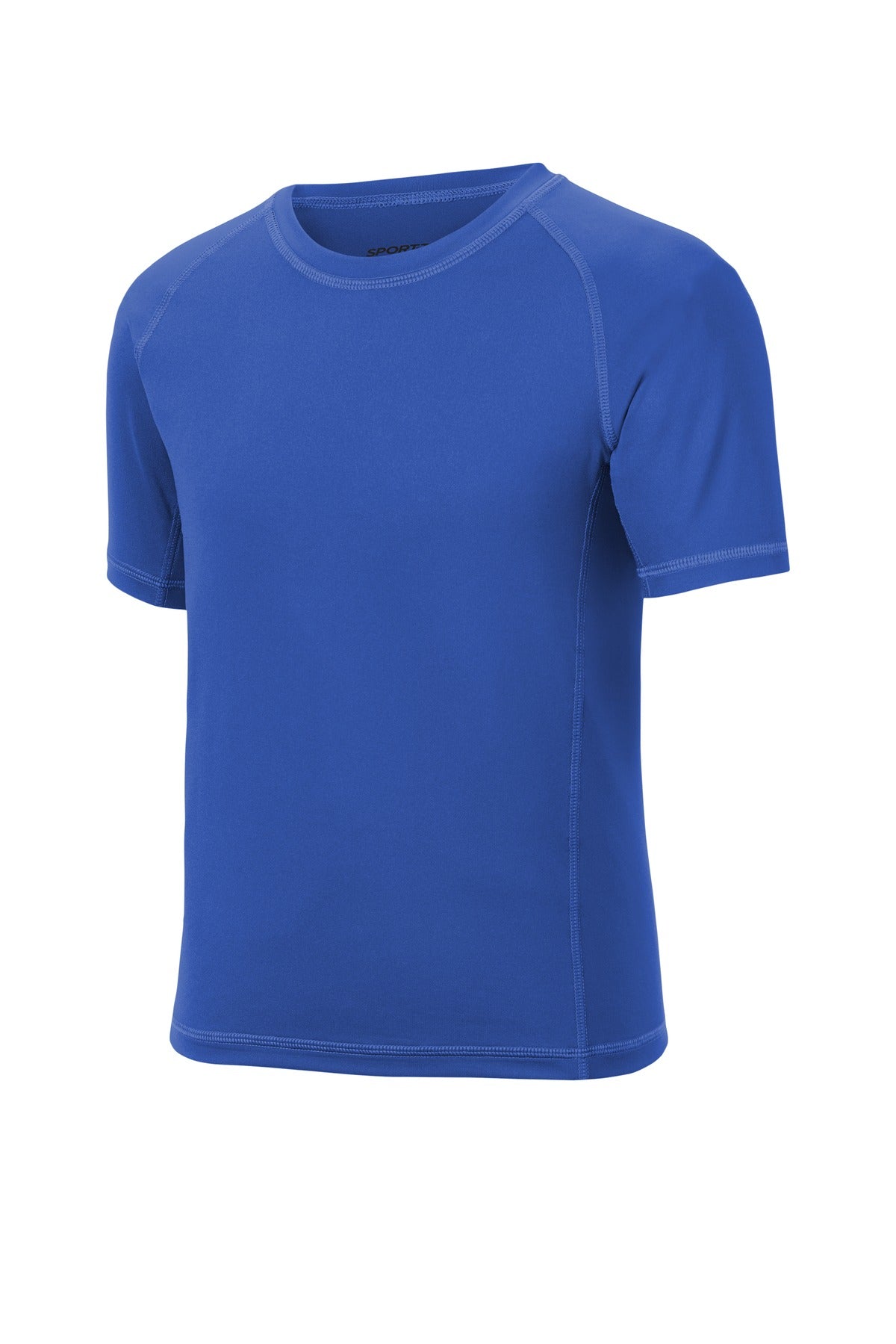Front View of True Royal Sport-Tek Youth Rashguard Tee. YST470