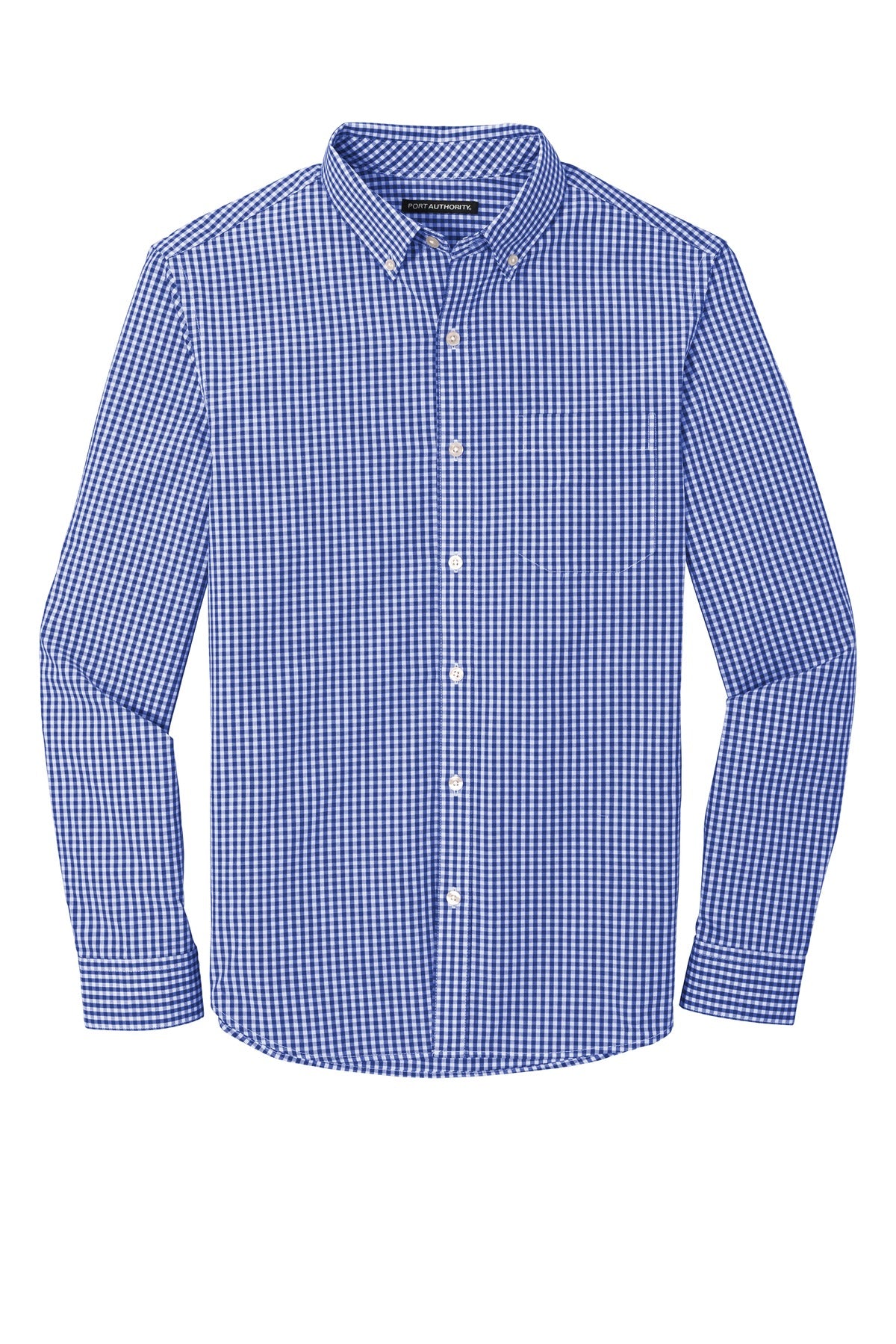 Front View of True Royal/Wht Port Authority Broadcloth Gingham Easy Care Shirt W644