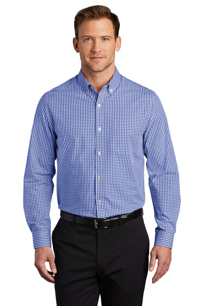 Front View of True Royal/Wht Port Authority Broadcloth Gingham Easy Care Shirt W644