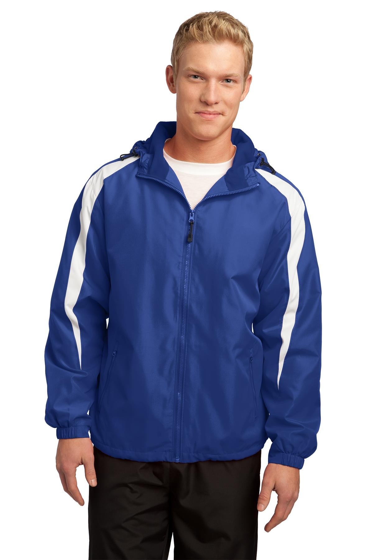 Front View of True Royal/Wht Sport-Tek Fleece-Lined Colorblock Jacket. JST81