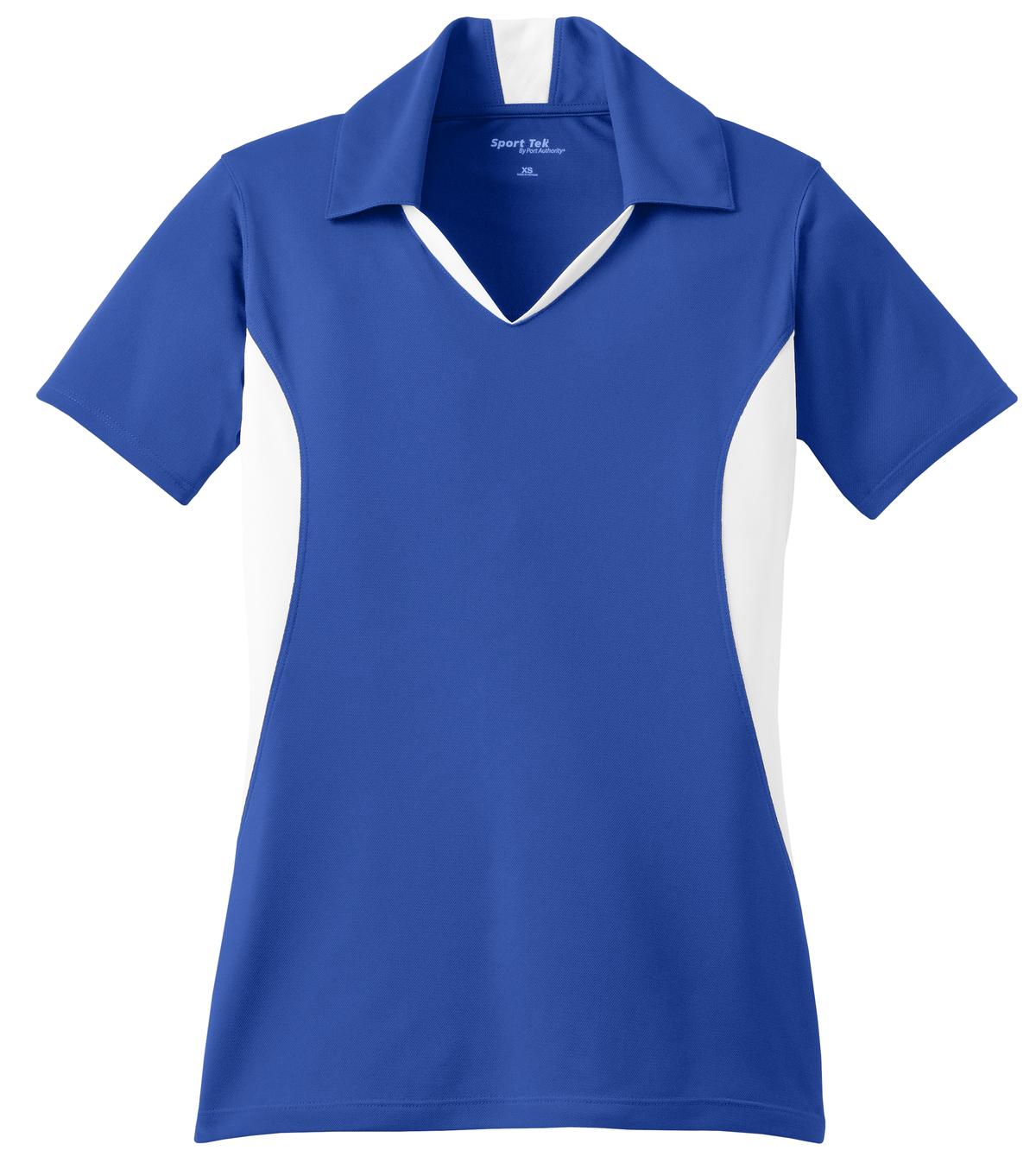 Front View of True Royal/Wht Sport-Tek Women's Side Blocked Micropique Sport-Wick Polo. LST655