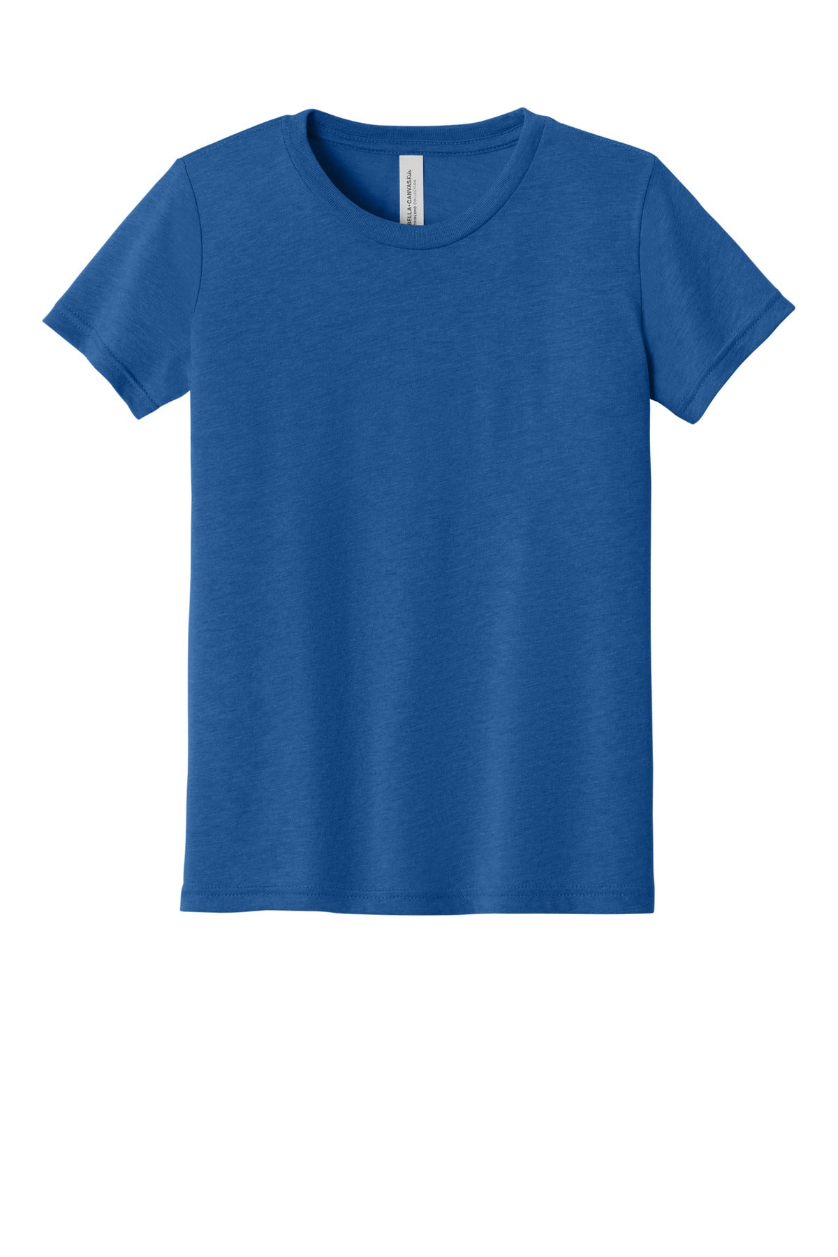 Front View of True Royl TB BELLA+CANVAS Youth Triblend Short Sleeve Tee. BC3413Y