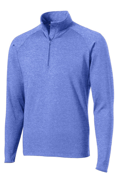 Front View of True Ryl Hthr Sport-Tek Sport-Wick Stretch 1/4-Zip Pullover. ST850