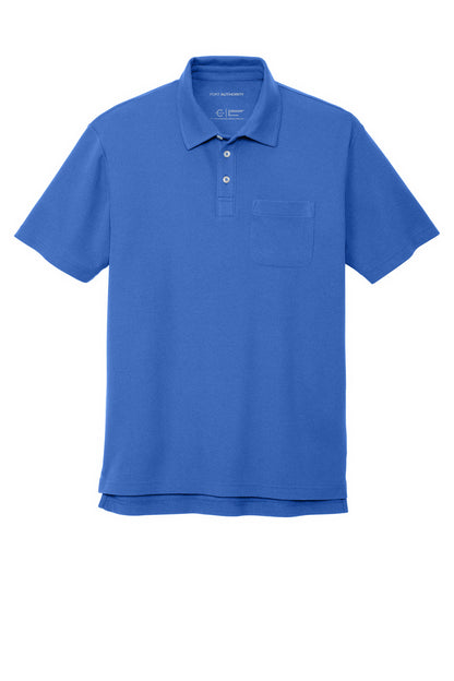 Front View of TrueBlue Port Authority C-FREE Cotton Blend Pique Pocket Polo K868